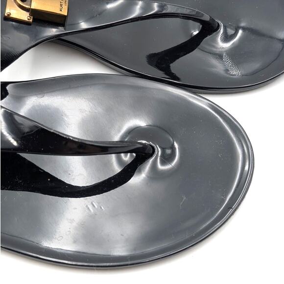 Kurt Geiger Maddison T-Bar Thong Sandals Women's Black/Gold Size US7M EU37 - Picture 9 of 15